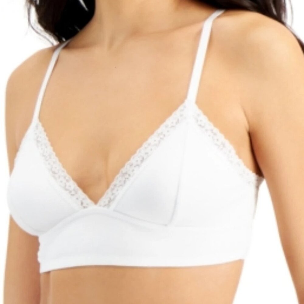 Jenni Women's On Repeat Wide Lace Bralette, Bright White